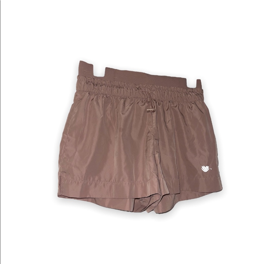 Pink dry fit workout shorts with elastic waist